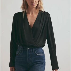 Favorite Daughter Black Wrap Blouse